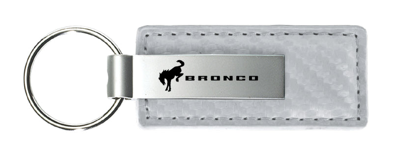 Ford Bronco 2020 Carbon Fiber Leather Key Fob - White