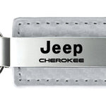 Jeep Cherokee Carbon Fiber Leather Key Fob - White