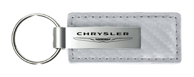 Chrysler Carbon Fiber Leather Key Fob - White