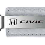 Honda Civic Carbon Fiber Leather Key Fob - White