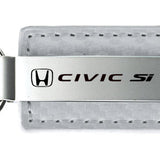 Honda Civic SI Carbon Fiber Leather Key Fob - White