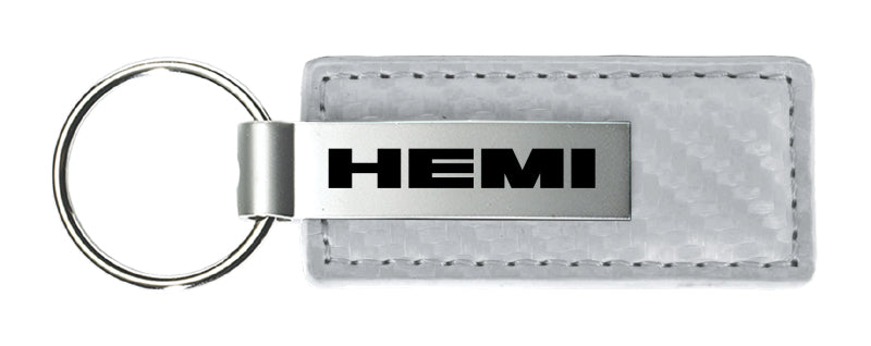 Mopar Hemi Carbon Fiber Leather Key Fob - White