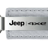 Jeep 4xe Carbon Fiber Leather Key Fob - White