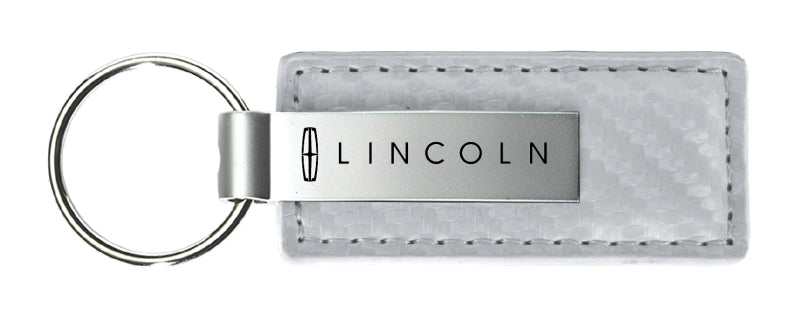 Lincoln Carbon Fiber Leather Key Fob - White