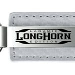 Ram Longhorn Laramie Carbon Fiber Leather Key Fob - White