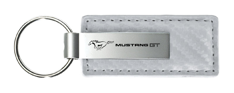 Mustang GT Carbon Fiber Leather Key Fob - White