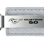 Mustang 5.0 Carbon Fiber Leather Key Fob - White