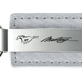 Mustang Script Carbon Fiber Leather Key Fob - White