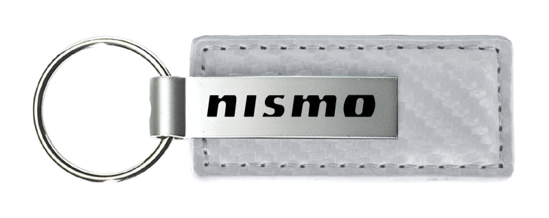 Nissan Nismo Carbon Fiber Leather Key Fob - White