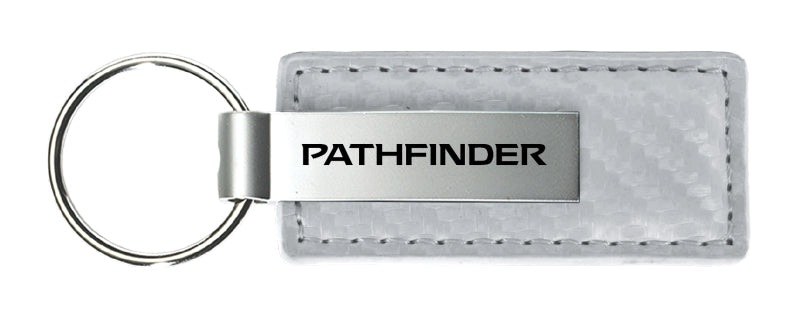 Nissan Pathfinder Carbon Fiber Leather Key Fob - White