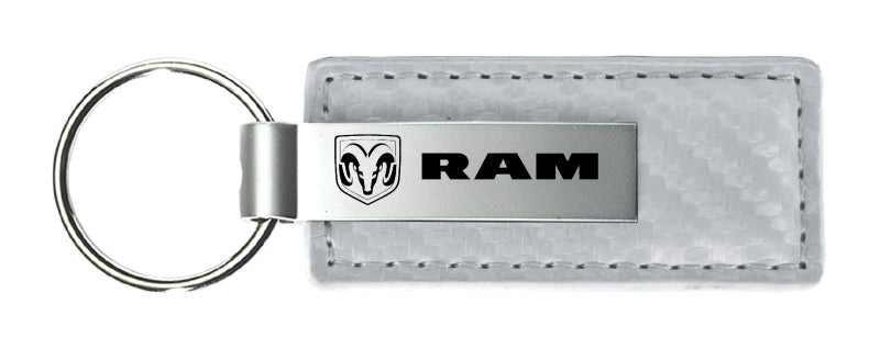 Ram Carbon Fiber Leather Key Fob - White