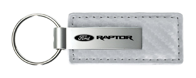 Ford Raptor Carbon Fiber Leather Key Fob - White