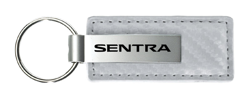 Nissan Sentra Carbon Fiber Leather Key Fob - White