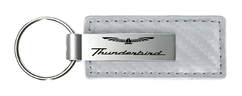 Ford Thunderbird Carbon Fiber Leather Key Fob - White