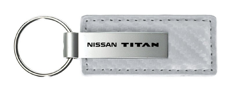 Nissan Titan Carbon Fiber Leather Key Fob - White