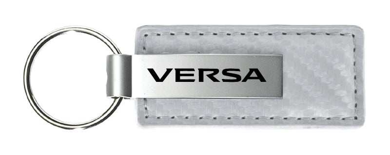 Nissan Versa Carbon Fiber Leather Key Fob - White