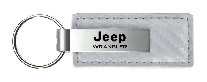 Jeep Wrangler Carbon Fiber Leather Key Fob - White