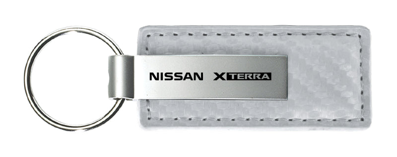 Nissan Xterra Carbon Fiber Leather Key Fob - White