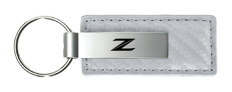 Nissan Z (New) Carbon Fiber Leather Key Fob - White