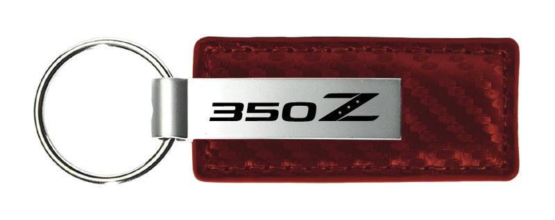 Nissan 350Z Carbon Fiber Leather Key Fob - Burgundy