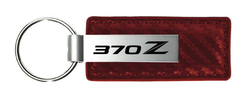Nissan 370Z Carbon Fiber Leather Key Fob - Burgundy