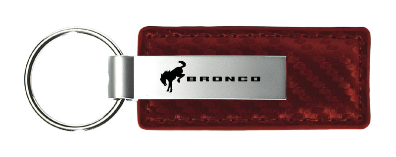 Ford Bronco 2020 Carbon Fiber Leather Key Fob - Burgundy