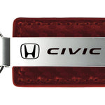 Honda Civic Carbon Fiber Leather Key Fob - Burgundy