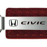 Honda Civic Carbon Fiber Leather Key Fob - Burgundy