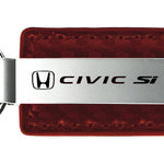 Honda Civic SI Carbon Fiber Leather Key Fob - Burgundy