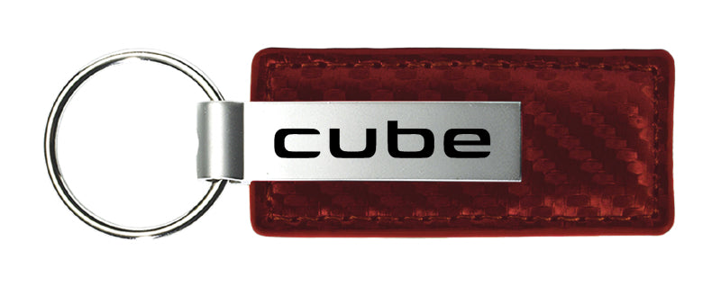 Nissan Cube Carbon Fiber Leather Key Fob - Burgundy