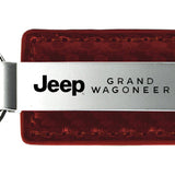 Jeep Grand Wagoneer Carbon Fiber Leather Key Fob - Burgundy