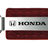 Honda Carbon Fiber Leather Key Fob - Burgundy