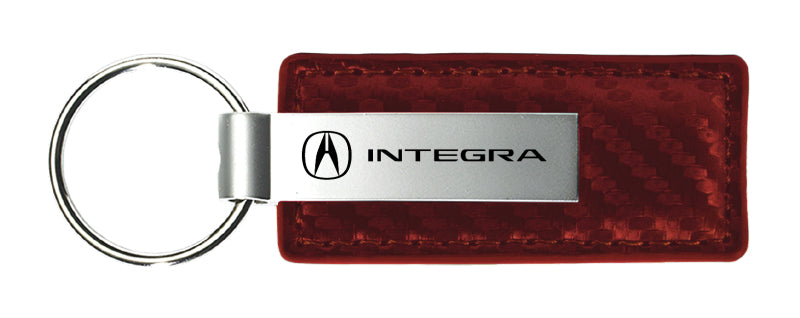 Acura Integra Carbon Fiber Leather Key Fob - Burgundy