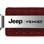 Jeep 4xe Carbon Fiber Leather Key Fob - Burgundy