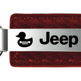 Jeep Duck Carbon Fiber Leather Key Fob - Burgundy