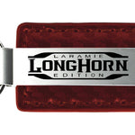 Ram Longhorn Laramie Carbon Fiber Leather Key Fob - Burgundy