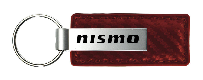 Nissan Nismo Carbon Fiber Leather Key Fob - Burgundy