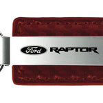 Ford Raptor Carbon Fiber Leather Key Fob - Burgundy