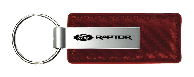 Ford Raptor Carbon Fiber Leather Key Fob - Burgundy