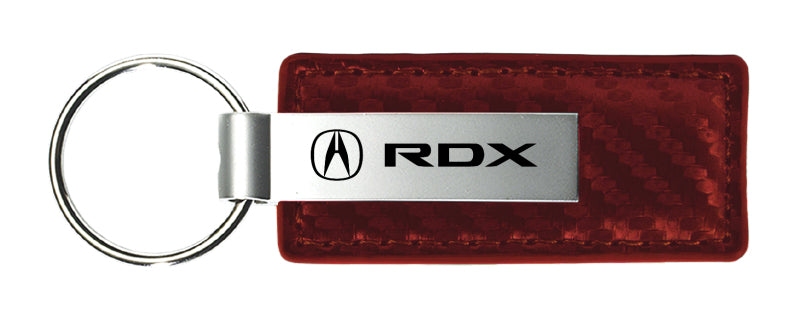 Acura RDX Carbon Fiber Leather Key Fob - Burgundy