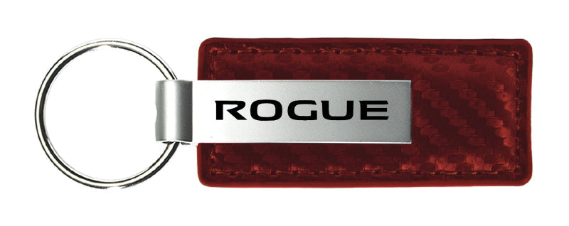 Nissan Rogue Carbon Fiber Leather Key Fob - Burgundy