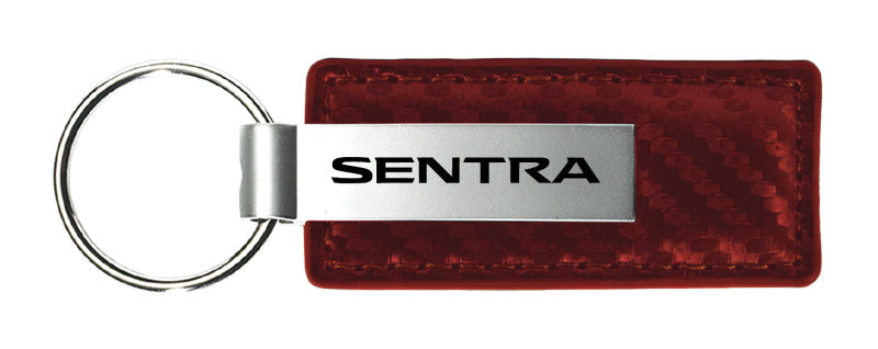 Nissan Sentra Carbon Fiber Leather Key Fob - Burgundy