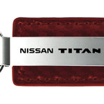 Nissan Titan Carbon Fiber Leather Key Fob - Burgundy