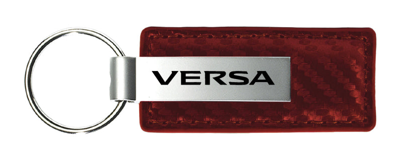 Nissan Versa Carbon Fiber Leather Key Fob - Burgundy