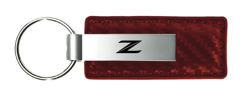 Nissan Z (New) Carbon Fiber Leather Key Fob - Burgundy