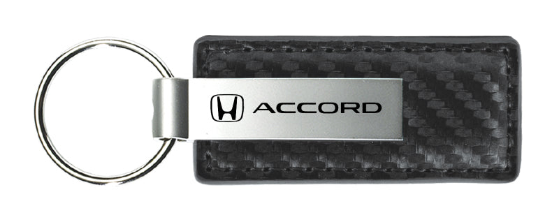 Honda Accord Carbon Fiber Leather Key Fob - Gun Metal