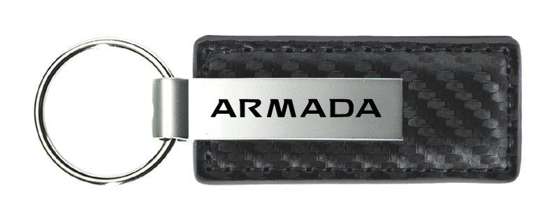 Nissan Armada Carbon Fiber Leather Key Fob - Gun Metal