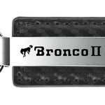 Ford Bronco II Carbon Fiber Leather Key Fob - Gun Metal