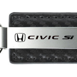 Honda Civic SI Carbon Fiber Leather Key Fob - Gun Metal