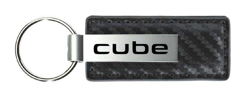Nissan Cube Carbon Fiber Leather Key Fob - Gun Metal